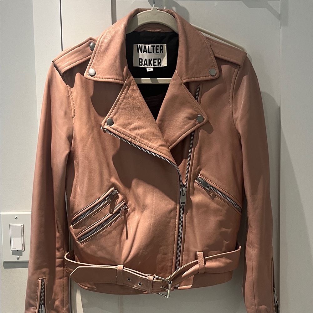 Walter Baker Women's Pink Leather Moto Jacket - size M